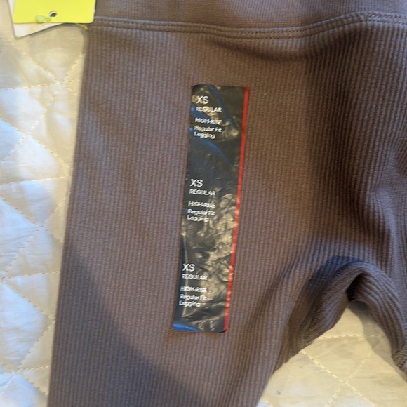 Set of 2 ribbed leggings bundle size XS blue/tan - Picture 6 of 6